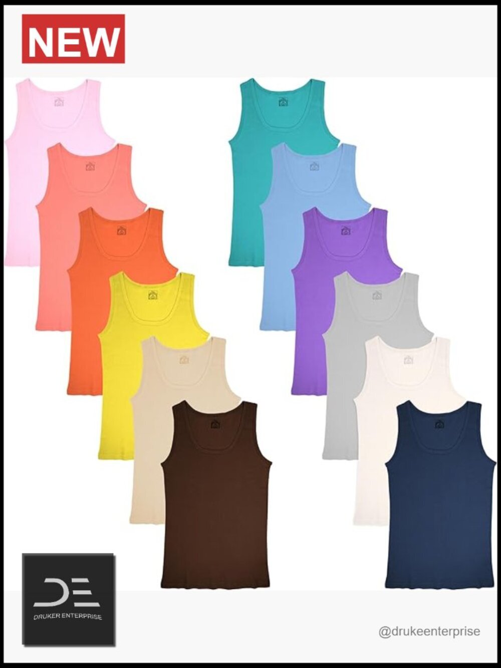 100% Cotton Ribbed Tank Tops Multi-Pack Stretchy Flexible Fit